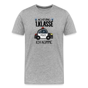 Einschulung Erste Klasse Junge - Männer Premium Bio T-Shirt - Grau meliert - Vorne - Damien (186cm)