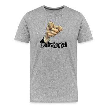 Jeder Mensch ist Kunst | DU BIST KUNST - Männer Premium Bio T-Shirt - Grau meliert - Vorne - Damien (186cm)