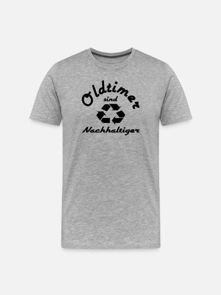 Oldtimer sind Nachhaltiger - Männer Premium Bio T-Shirt - Grau meliert