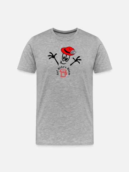 Auf geht's Buam, Comic - Männer Premium Bio T-Shirt - Grau meliert