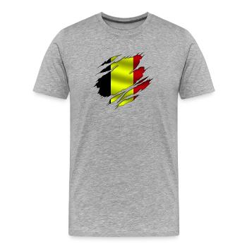 Belgique - Belgique - Belgique - T-shirt bio Premium Homme - gris chiné - Devant - Damien (186cm)