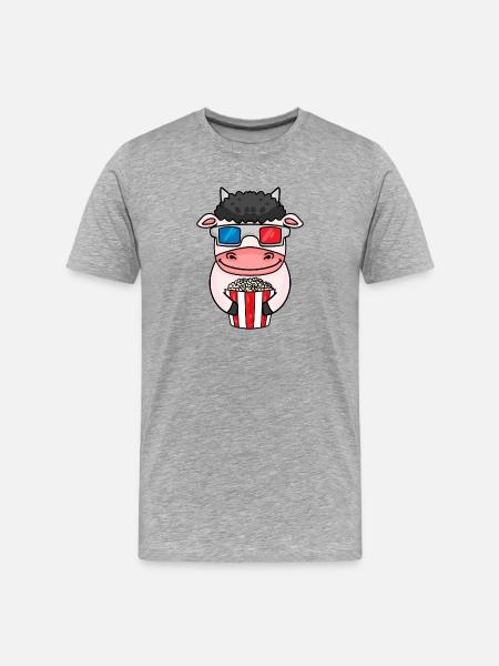 Cow Popcorn Cinema - Men's Premium Organic T-Shirt - heather grey