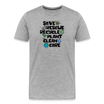 Erde Statement Artenschutz Naturschutz Umwelt - Männer Premium Bio T-Shirt - Grau meliert - Vorne - Damien (186cm)