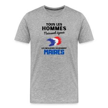 Les meilleurs deviennent maires - T-shirt bio Premium Homme - gris chiné - Devant - Damien (186cm)
