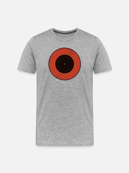 Red vinyl ring with grunge grooves - Men's Premium Organic T-Shirt - heather grey