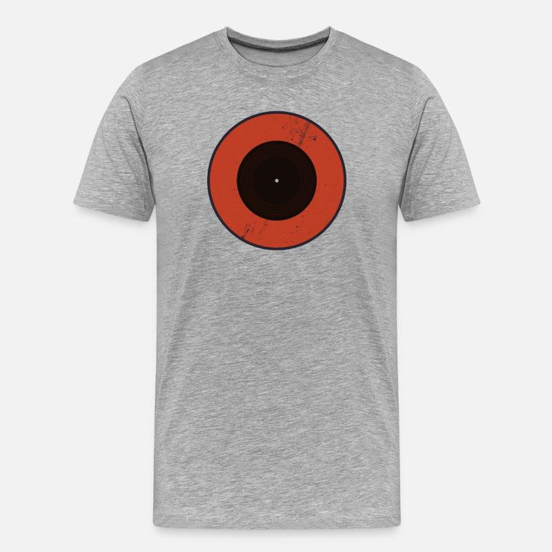 Roter Vinylring mit Grunge-Grooves - Männer Premium Bio T-Shirt - Grau meliert