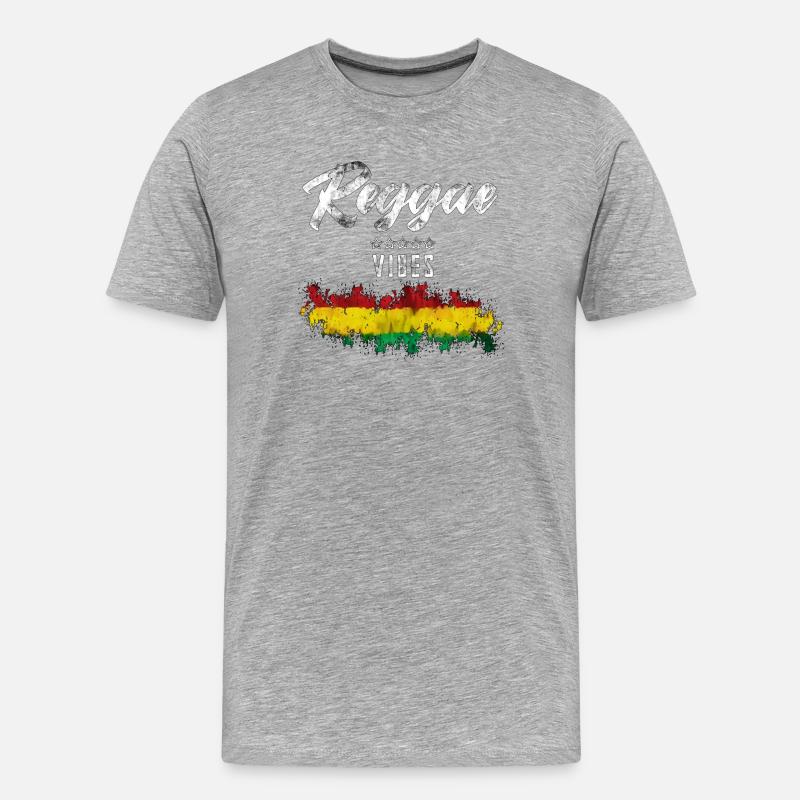 Reggae Vibes Noir Imprimé Cascade - T-shirt bio Premium Homme - gris chiné