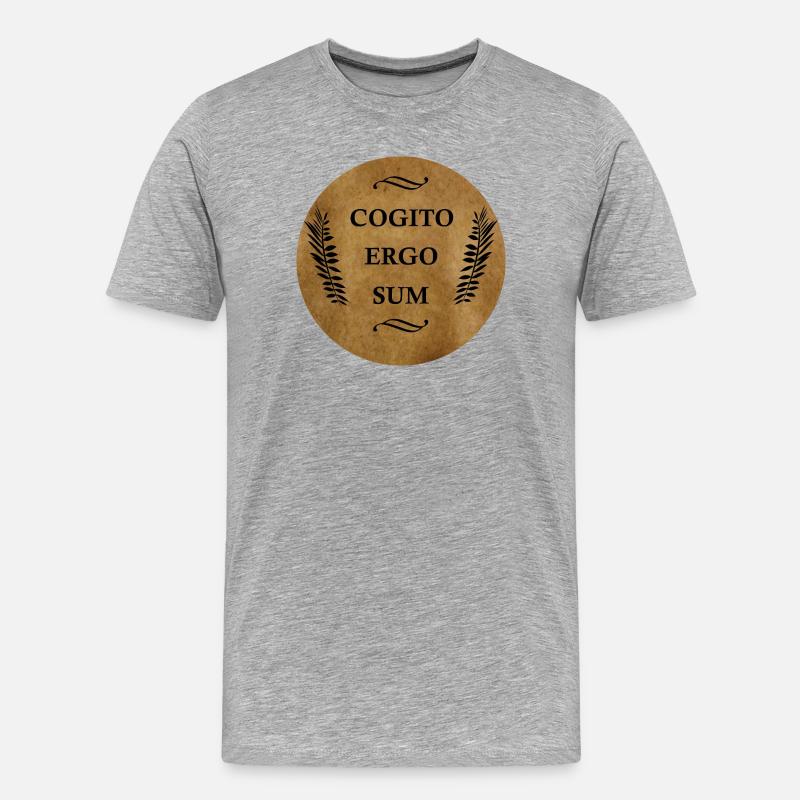 Cogito Ergo Sum - Männer Premium Bio T-Shirt - Grau meliert