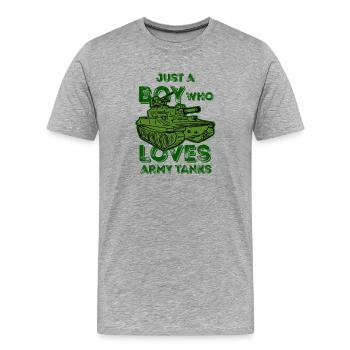 Just A Boy Who Loves Army Tanks Tank Lovers - Men's Premium Organic T-Shirt - heather grey - Front - Damien (186cm)