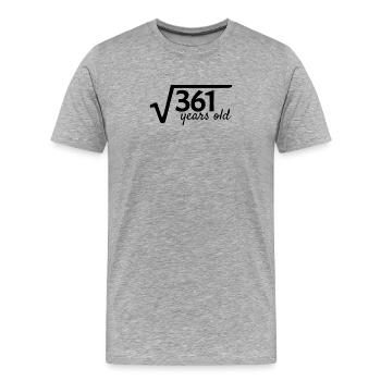 19. Geburtstag - 19 Jahre alt Wurzel Mathe - Männer Premium Bio T-Shirt - Grau meliert - Vorne - Damien (186cm)