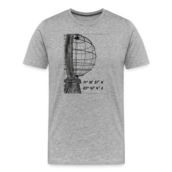 Die Weltkugel am Nordkap - Männer Premium Bio T-Shirt - Grau meliert - Vorne - Damien (186cm)