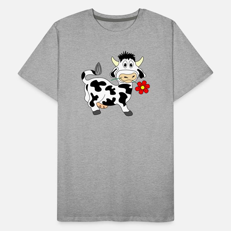 Vache avec une fleur dans la bouche T-shirt bio Premium Homme