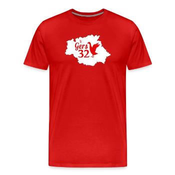 Le gers - T-shirt bio Premium Homme - rouge - Devant - Damien (186cm)
