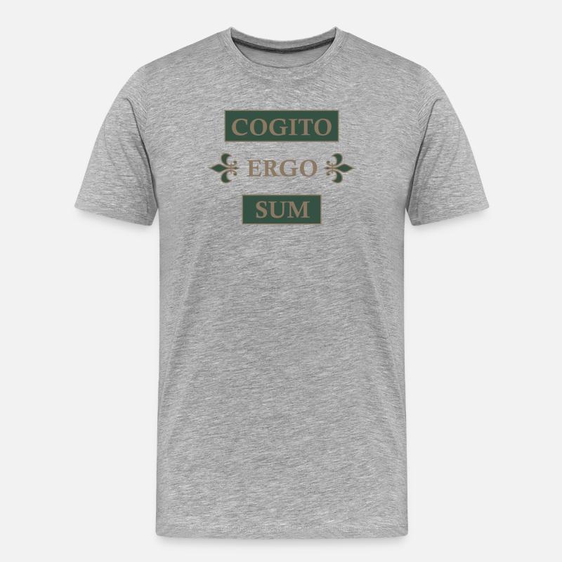 Cogito ergo sum - Männer Premium Bio T-Shirt - Grau meliert