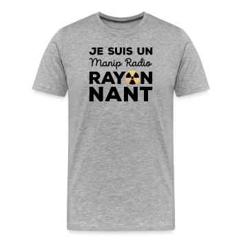 Je suis un manip radio rayonnant Humour Radiologie - T-shirt bio Premium Homme - gris chiné - Devant - Damien (186cm)