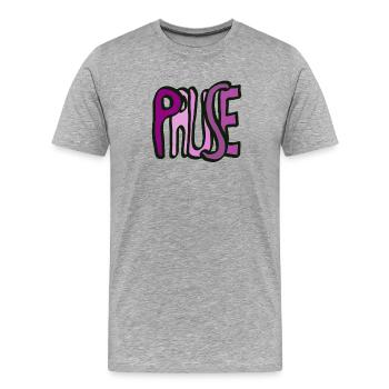 Inscription Pause - T-shirt bio Premium Homme - gris chiné - Devant - Damien (186cm)