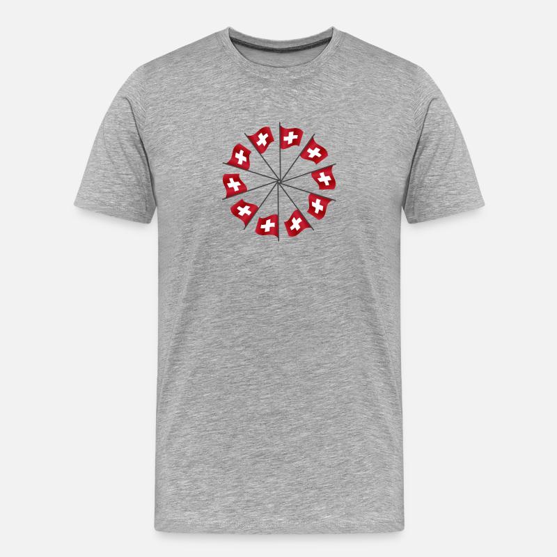 Schweizerfahnen | Swiss flags - Männer Premium Bio T-Shirt - Grau meliert