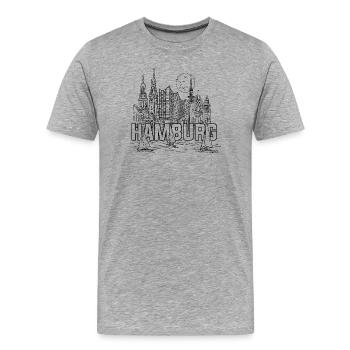 Hamburg an der Elbe - Männer Premium Bio T-Shirt - Grau meliert - Vorne - Damien (186cm)