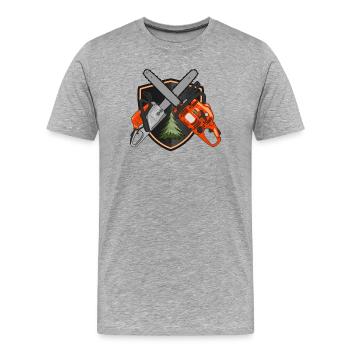 Chainsaws on shield - Men's Premium Organic T-Shirt - heather grey - Front - Damien (186cm)