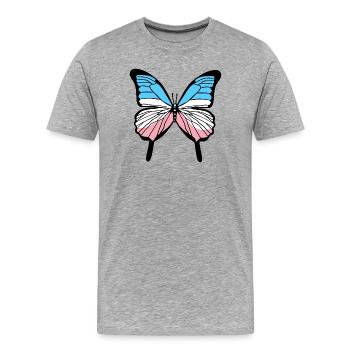 Fierté trans Papillon Fierté transgenre - T-shirt bio Premium Homme - gris chiné - Devant - Damien (186cm)