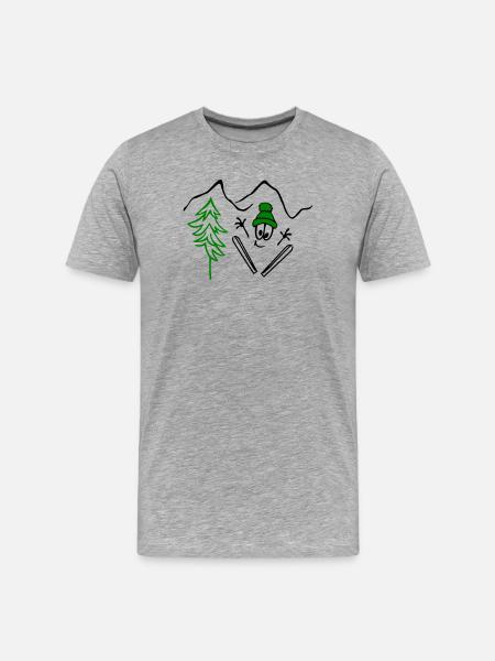 Skispringer, Winter, Wintersport - Männer Premium Bio T-Shirt - Grau meliert