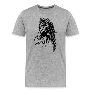 Tête de cheval - T-shirt bio Premium Homme - gris chiné - Devant - Damien (186cm)