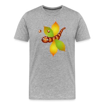 Schmetterling aus Kastanien und Kastanien Blätter - Männer Premium Bio T-Shirt - Grau meliert - Vorne - Damien (186cm)