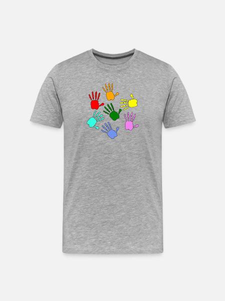 Hands Painting Kids - Men's Premium Organic T-Shirt - heather grey