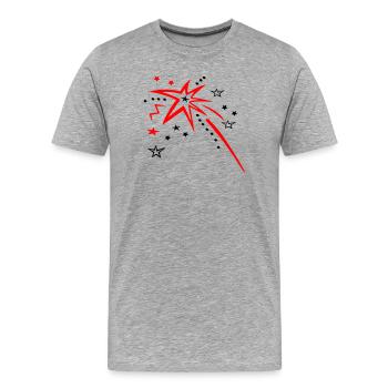 Étoiles, feux d’artifice, étoile filante - T-shirt bio Premium Homme - gris chiné - Devant - Damien (186cm)