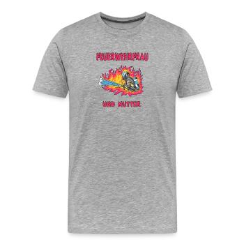 Feuerwehrfrau und Mutter - Männer Premium Bio T-Shirt - Grau meliert - Vorne - Damien (186cm)
