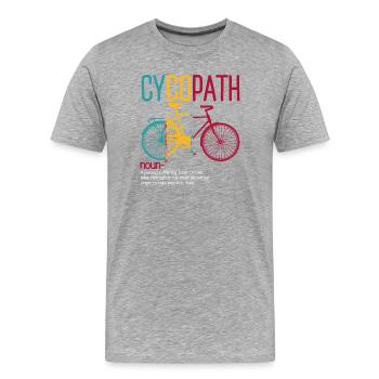 Cyclopathe : Œuvres d’art de vélo en free-ride - T-shirt bio Premium Homme - gris chiné - Devant - Damien (186cm)