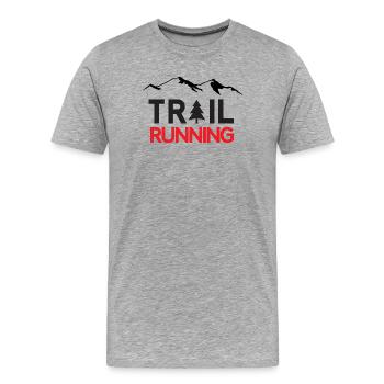 Trail Running - T-shirt bio Premium Homme - gris chiné - Devant - Damien (186cm)