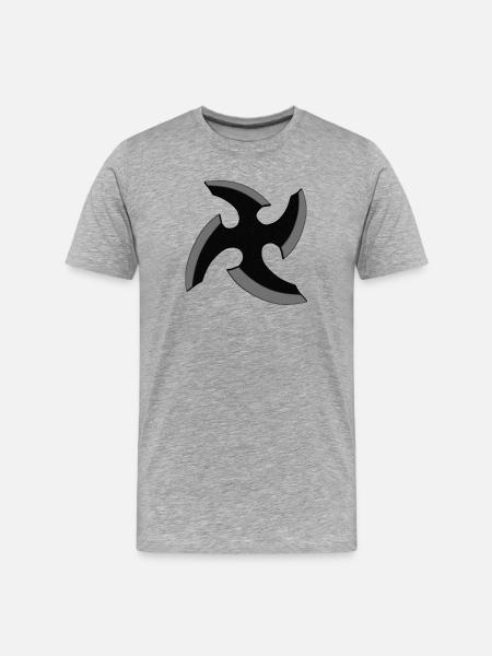 Ninja Stern - Männer Premium Bio T-Shirt - Grau meliert