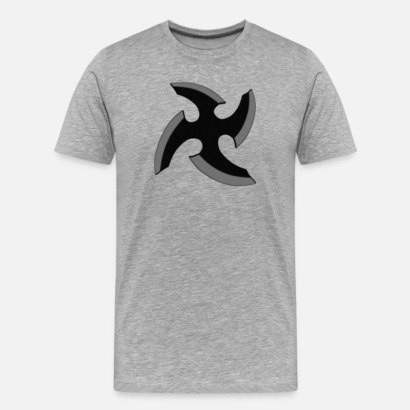 Ninja Stern - Männer Premium Bio T-Shirt - Grau meliert