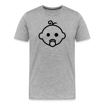 Bébé fille enceinte - T-shirt bio Premium Homme - gris chiné - Devant - Damien (186cm)