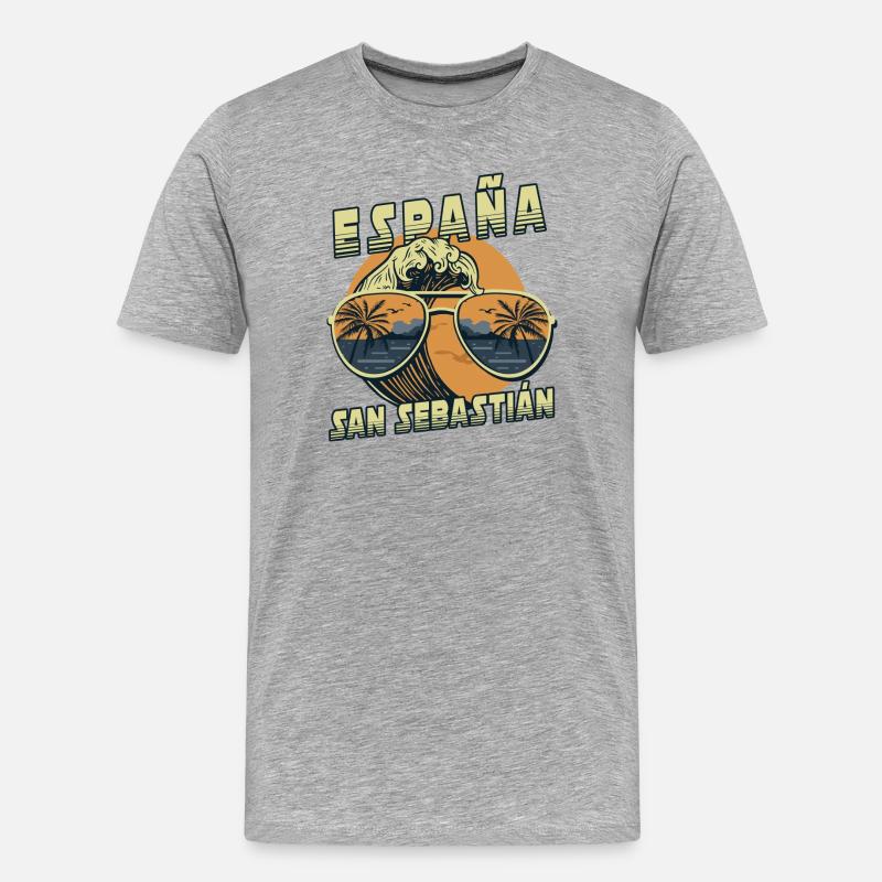 San Sebastian Spanien Beach Design - Männer Premium Bio T-Shirt - Grau meliert