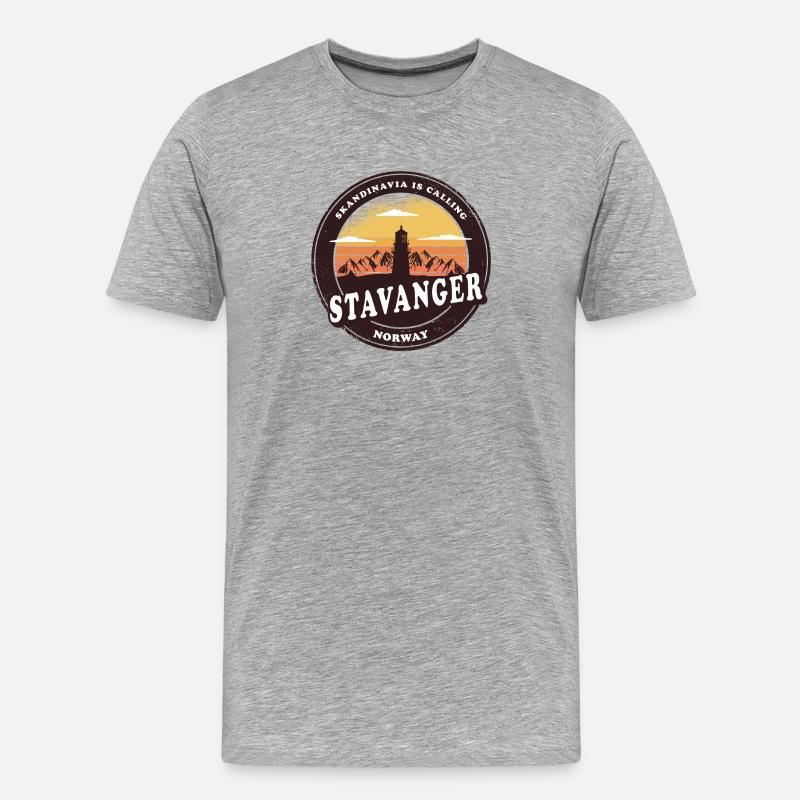 Stavanger Leuchtturm Norwegen Design - Männer Premium Bio T-Shirt - Grau meliert