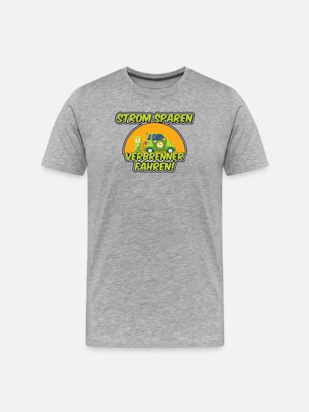 Strom sparen, Verbrenner fahren! - Männer Premium Bio T-Shirt - Grau meliert