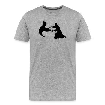 Aikido throw - Men's Premium Organic T-Shirt - heather grey - Front - Damien (186cm)