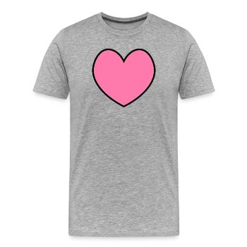 Contour rose cœur noir - T-shirt bio Premium Homme - gris chiné - Devant - Damien (186cm)