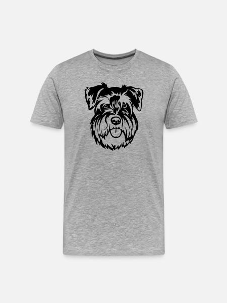 Zwergschnauzer Kopf - Männer Premium Bio T-Shirt - Grau meliert