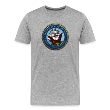 NAVY USA DEBARQUEMENT NORMANDIE Louis RUNEMBERG © - T-shirt bio Premium Homme - gris chiné - Devant - Damien (186cm)