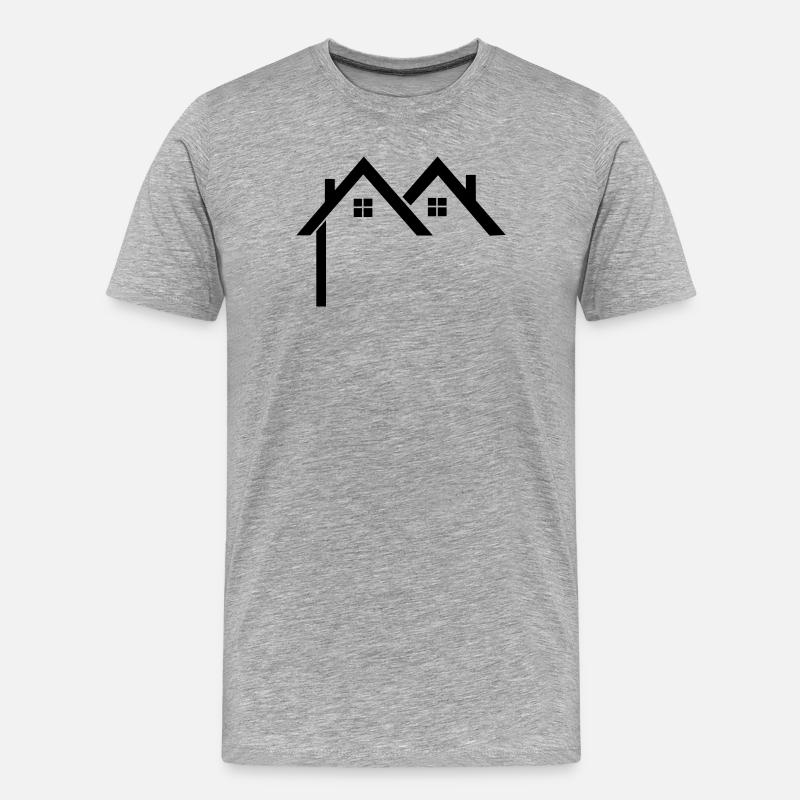 Wohngebiet Logo Häuser - Männer Premium Bio T-Shirt - Grau meliert