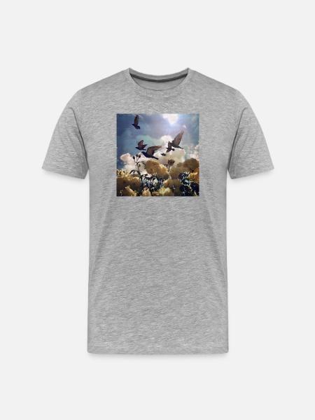 Bird migration over rose petals - Men's Premium Organic T-Shirt - heather grey