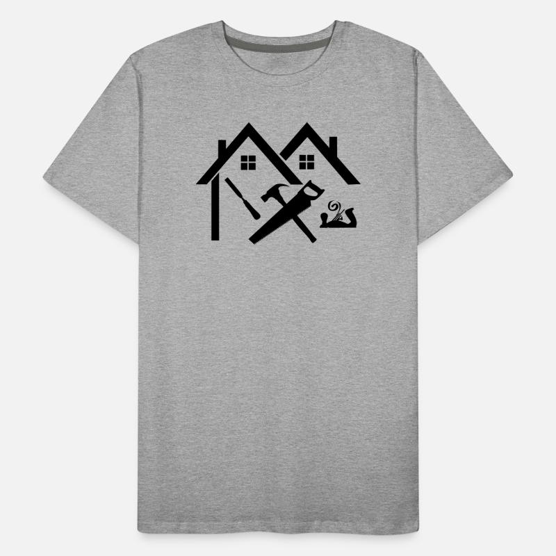 Logo charpentier maison scie à ciseau et raboteuse T-shirt bio Premium Homme