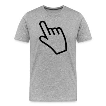 Hand zeigt mit dem Zeigefinger auf etwas - Männer Premium Bio T-Shirt - Grau meliert - Vorne - Damien (186cm)