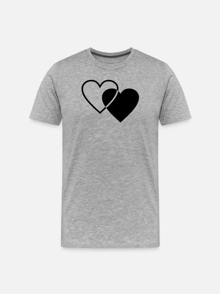 Deux cœurs - T-shirt bio Premium Homme - gris chiné