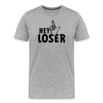 Salut le perdant. perdants, bizarres, idiots, neurd.... - T-shirt bio Premium Homme - gris chiné - Devant - Damien (186cm)