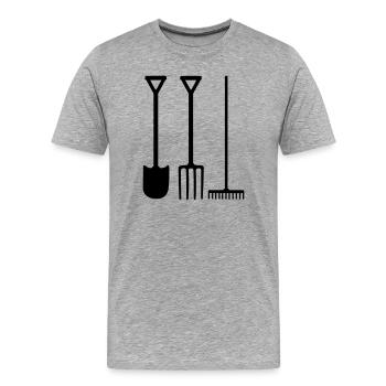 Garden tools shovel rake and pitchfork - Men's Premium Organic T-Shirt - heather grey - Front - Damien (186cm)
