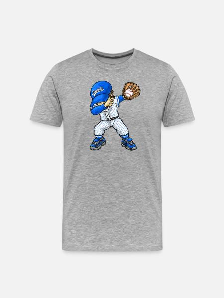 Dabbing Baseball Baseballspieler - Männer Premium Bio T-Shirt - Grau meliert